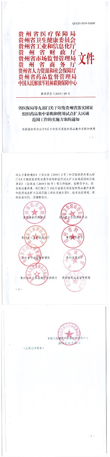 《省医保局等九部门关于印发贵州省落实国家组织药品集中采购和使用试点扩大区域范围工作的实施方案的通知》文件及政策解读